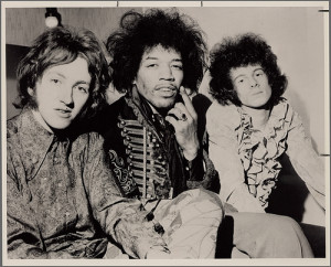 Mitch Mitchell, left, with Jimi Hendrix and Noel Redding .