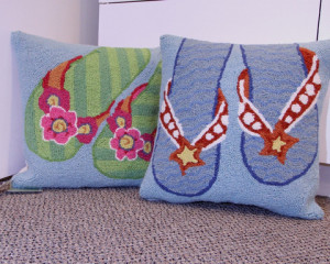 Blue Flip Flop Hook Pillow