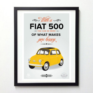 Vintage Fiat 500 print by TheShufflePrintsShop on Etsy