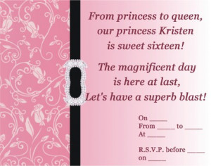 Sweet 16 Birthday Invitation Wording