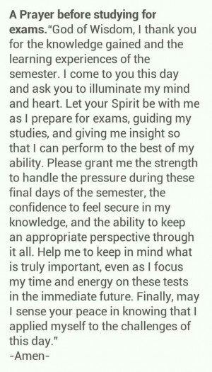 prayer before studying for Exams...