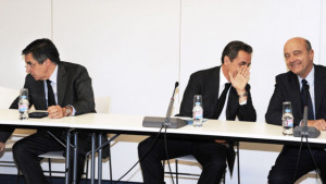 François Fillon, Nicolas Sarkozy et Alain Juppé au siège de l'UMP ...