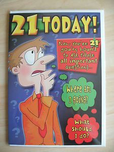 Age 21 21st Funny Male Birthday Card New