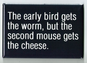 The Early Bird FRIDGE MAGNET funny quote saying word humor worm mice ...