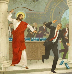 Modern interpretation of Christ driving the money changers from the ...