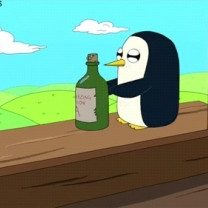 Evil Gunther Drops a Bottle From The Window On Adventure Time