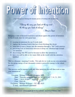 Week Power of Intention class with Melanie J. Williams