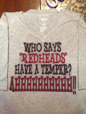 Grey Who Says Redheads have a Temper Vneck Tshirt (MADE TO ORDER). 25 ...