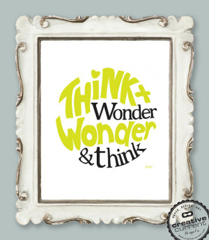 Dr Seuss Quote - Printable Wall Art (Think and Wonder) - Yellow ...