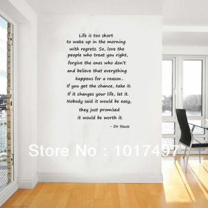 size dr seuss quotes Life is too short... Inspirational Wall Quotes ...