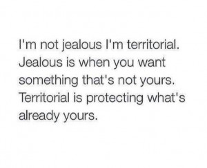 not jealous, in territorial!