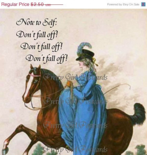 ON SALE Note To Self... Don't Fall Off by prettygirlpostcards, $2.00