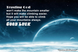 Trusting God Good Luck Quote