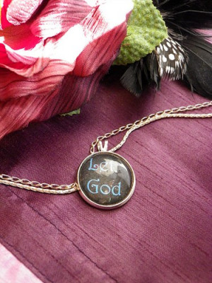 Let God vintage black Christian necklace,inspirational quote necklace