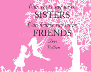 ... quote for twins, sisters tree swing, best friend wall art, maid of