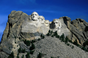 ... Washington, Thomas Jefferson, Theodore Roosevelt and Abraham Lincoln