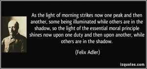 the light of morning strikes now one peak and then another, some being ...