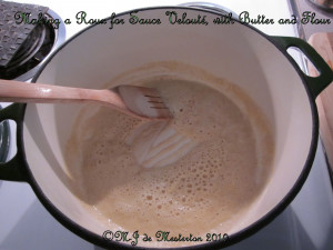 Make a roux with about two tablespoons each of butter and flour. Stir ...