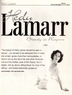 Article: Hedy Lamarr – Beauty in Ropose