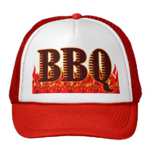 Red Flames BBQ Saying Trucker Hat