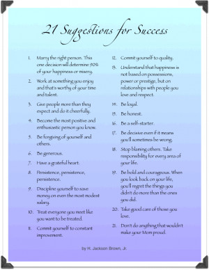 21 Suggestions for Success by H Jackson Brown Jr