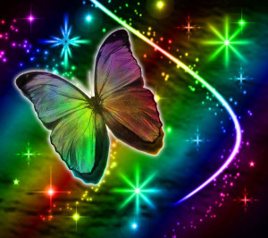 ... Wallpaper Image: Rainbow Butterfly With Stars Background 1800x1600