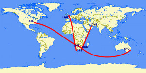 international flight routes from South Africa