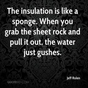The insulation is like a sponge. When you grab the sheet rock and pull ...