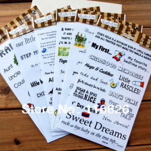 2014 New In! Rub on Words/quotes Scratching Transfer Paper 3 designs ...