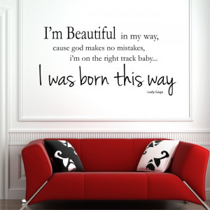 ... BORN THIS WAY Lady Gaga wall quote bedroom teens vinyl wall decal