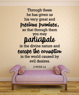 Peter 1:4 Through these...Christian Wall Decal Quotes