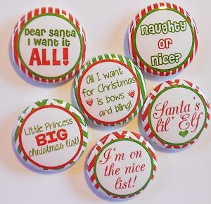 Cute-Christmas-Sayings-II-Flatback-Pin-Back-Buttons-1-for-Bows-Ect