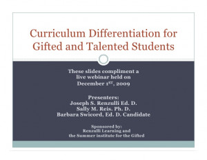 Curriculum Differentiation For Gifted And Talented Students Webinar