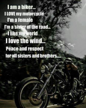 am a sister of the road. Ride on!