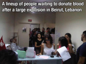 ... people waited in line for hours just to donate blood to those in need