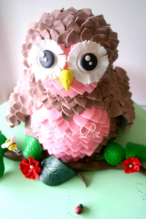 Pink and Brown Owl Cake