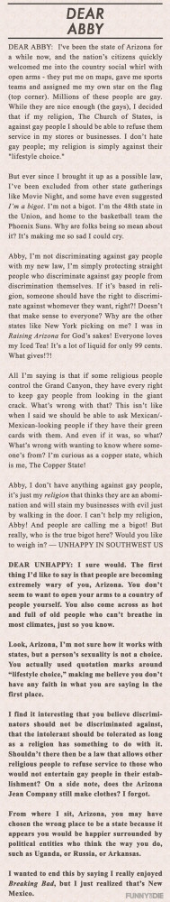 Arizona's Letter To 'Dear Abby'