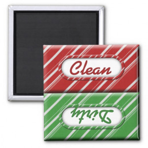 Christmas Candy Cane Clean Dirty Dishwasher Magnet