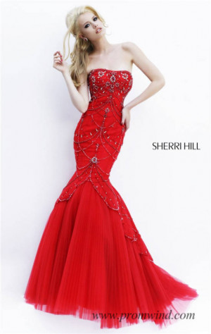Sherri Hill Red Mermaid Prom Dresses 2015