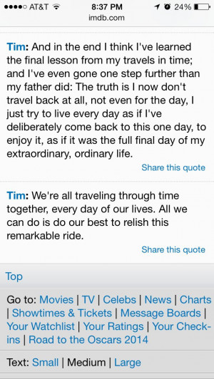 Time travel quote from 'about time'