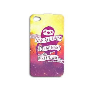... Day-Party-Never-Cute-Sloth-Quote-Funny-Case-iPhone-4-4s-5-5s-5c-6-Plus