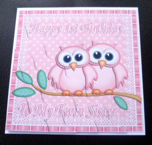 Happy-1st-Birthday-To-My-Twin-Sister-Owls-Card-pink-or-pink-blue