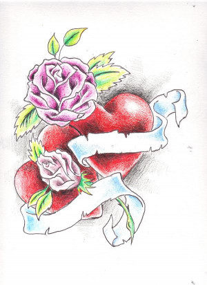 love drawings hearts and roses