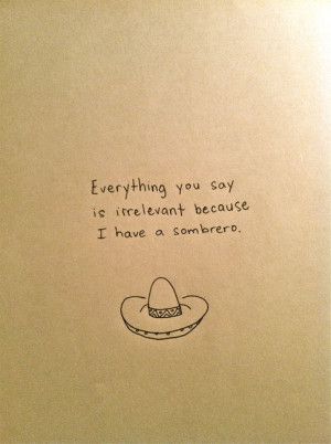 Everything You Say Is Irrelevant Because I Have A Sombrero