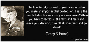 counsel of your fears is before you make an important battle decision ...