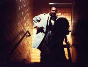 Loomis runs with his Smith & Wesson Model 15.