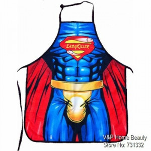 Lady killer Muscle superman costume Barbecure Funny Apron Romantic fun ...