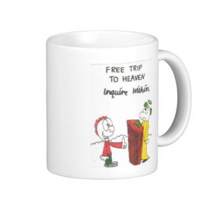 Mug with animated pictures of funny church sayings