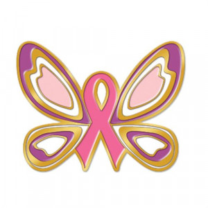 ... Ribbon Breast Cancer Awareness Lapel Pin With Presentation Card