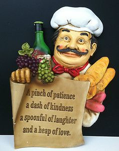 ... Fat Chef Statue Bon Appetit Decorative Wall Plaque Kitchen Decor